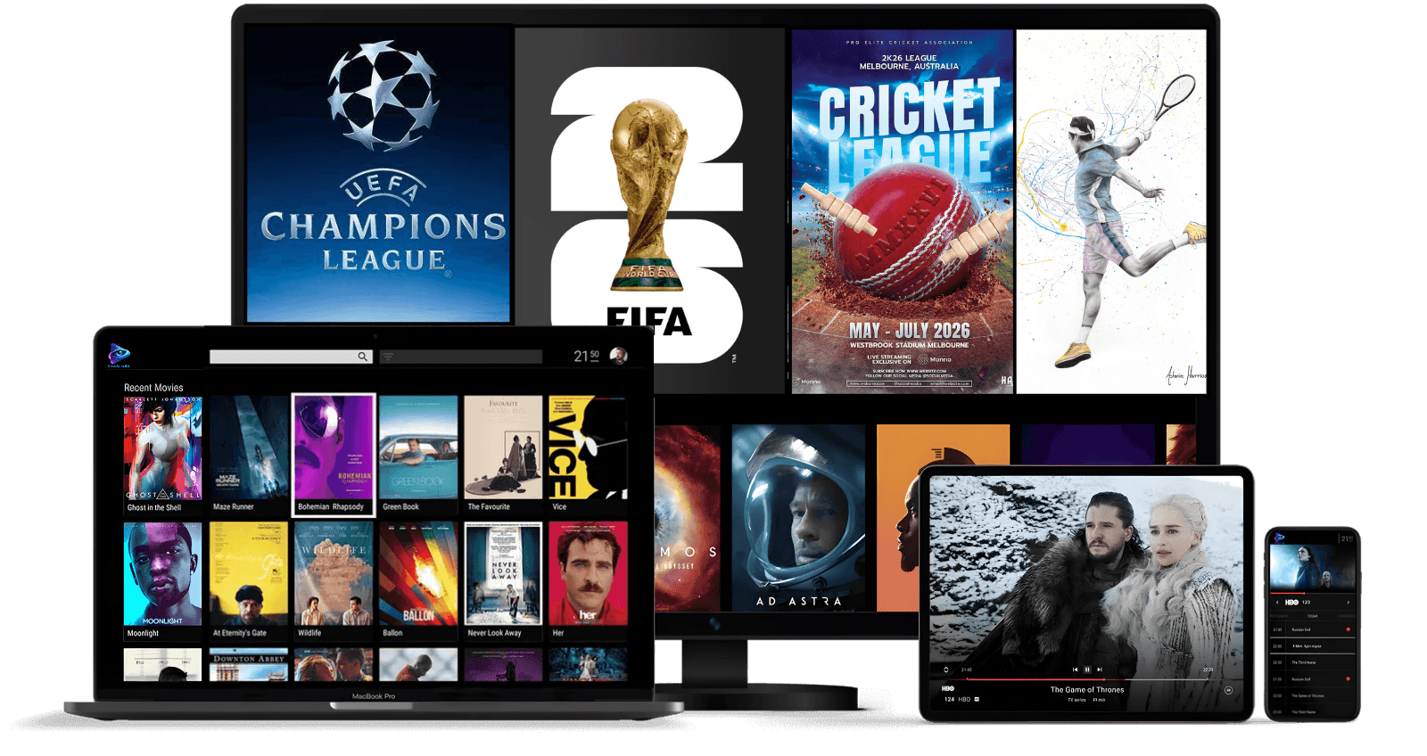 ViewAur streaming on multiple devices - desktop monitor, laptop, tablet, and smartphone